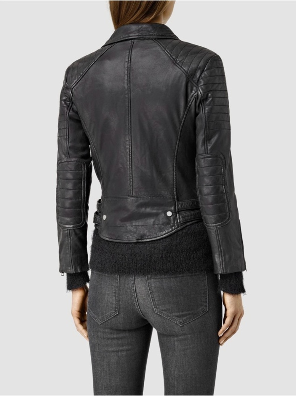 AllSaints Black Leather Papin Moto Jacket - Picture 4 of 9